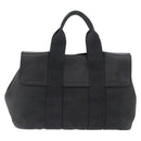 HERMES Valparaiso PM Hand Bag Canvas Leather Black Silver Auth bs33821-2