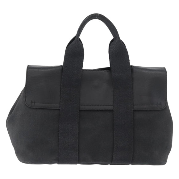 HERMES Valparaiso PM Hand Bag Canvas Leather Black Silver Auth bs33821