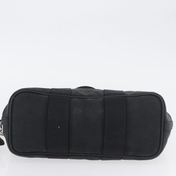 HERMES Valparaiso PM Hand Bag Canvas Leather Black Silver Auth bs33821