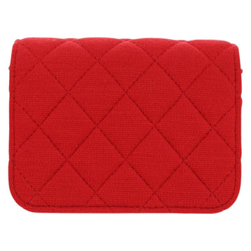 CHANEL Matelasse Chain Shoulder Bag Cotton Red Gold CC Auth bs33822SAM - 0