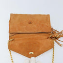 CHANEL Chain Shoulder Bag Suede Brown Gold CC Auth bs33823-14