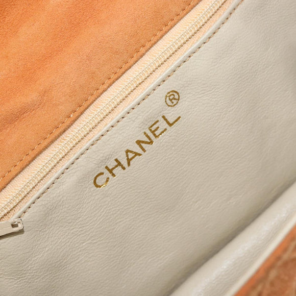 CHANEL Chain Shoulder Bag Suede Brown Gold CC Auth bs33823