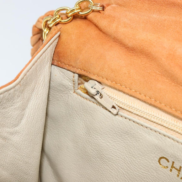 CHANEL Chain Shoulder Bag Suede Brown Gold CC Auth bs33823