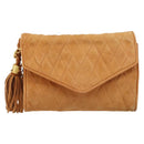 CHANEL Chain Shoulder Bag Suede Brown Gold CC Auth bs33823-2