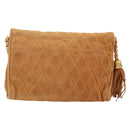 CHANEL Chain Shoulder Bag Suede Brown Gold CC Auth bs33823-3