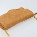 CHANEL Chain Shoulder Bag Suede Brown Gold CC Auth bs33823-6
