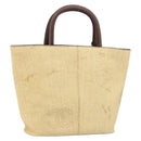 CHANEL Hand Bag Straw Beige CC Auth bs33825-1