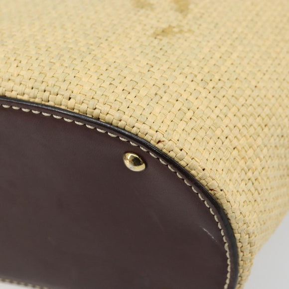 CHANEL Hand Bag Straw Beige CC Auth bs33825