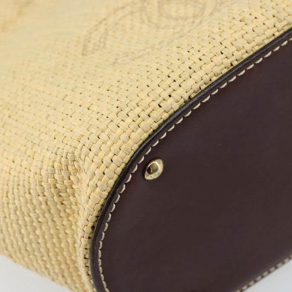 CHANEL Hand Bag Straw Beige CC Auth bs33825