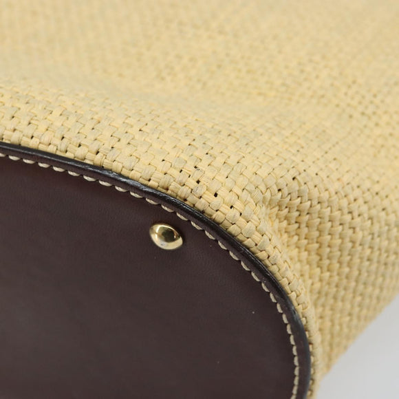 CHANEL Hand Bag Straw Beige CC Auth bs33825