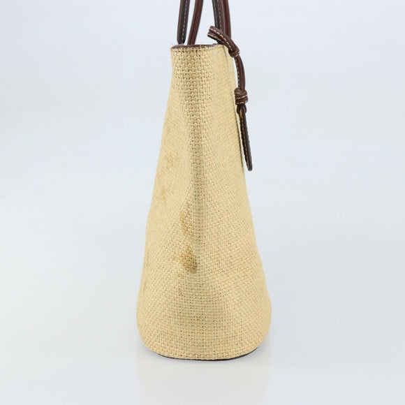 CHANEL Hand Bag Straw Beige CC Auth bs33825