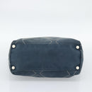 CHANEL Tote Bag Canvas Navy Silver CC Auth bs33826-9