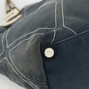 CHANEL Tote Bag Canvas Navy Silver CC Auth bs33826-14
