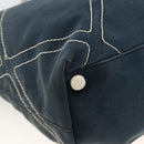 CHANEL Tote Bag Canvas Navy Silver CC Auth bs33826-16