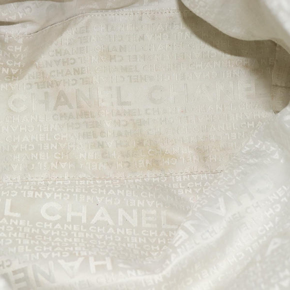 CHANEL Tote Bag Canvas Navy Silver CC Auth bs33826