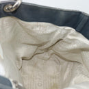 CHANEL Tote Bag Canvas Navy Silver CC Auth bs33826-19