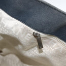 CHANEL Tote Bag Canvas Navy Silver CC Auth bs33826-20