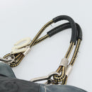 CHANEL Tote Bag Canvas Navy Silver CC Auth bs33826-5