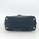 CHANEL Tote Bag Canvas Navy Silver CC Auth bs33826-5