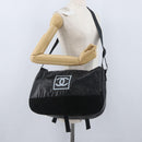 CHANEL Shoulder Bag Patent leather Black Silver CC Auth bs33829-26
