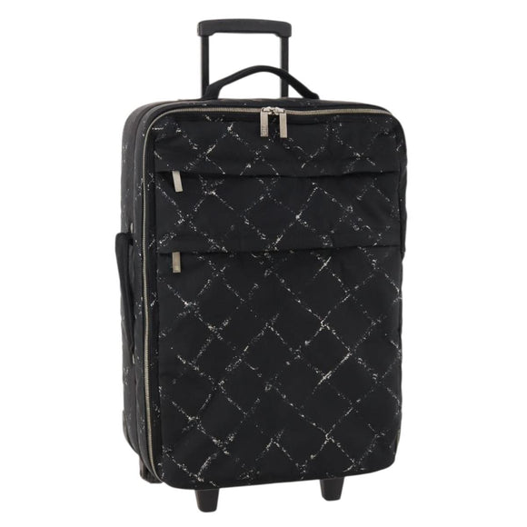 CHANEL Travel line Carry Case Trunk Nylon Black CC Auth bs33830