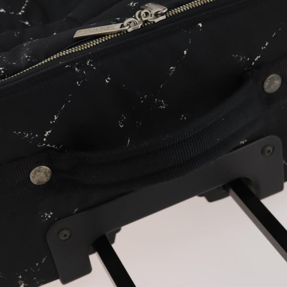 CHANEL Travel line Carry Case Trunk Nylon Black CC Auth bs33830