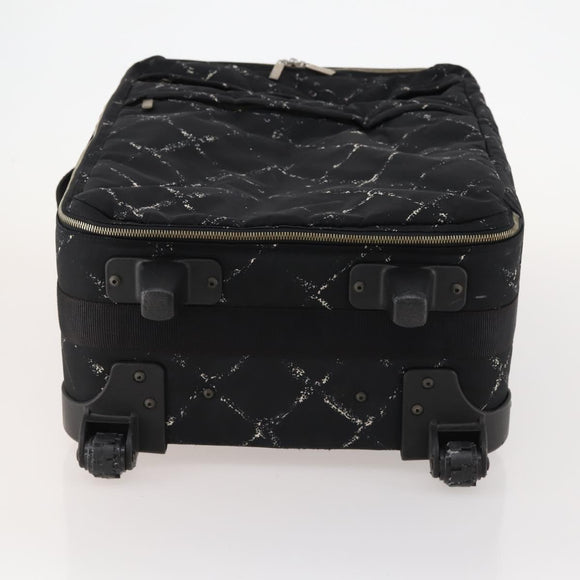 CHANEL Travel line Carry Case Trunk Nylon Black CC Auth bs33830
