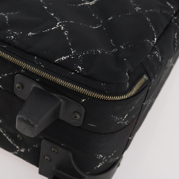 CHANEL Travel line Carry Case Trunk Nylon Black CC Auth bs33830