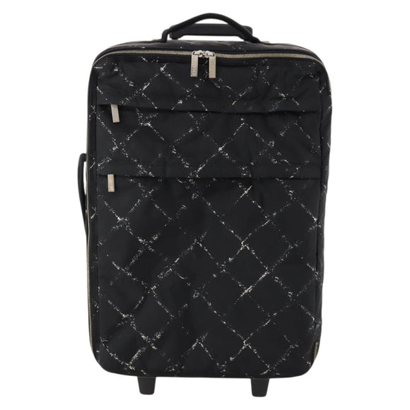 CHANEL Travel line Carry Case Trunk Nylon Black CC Auth bs33830