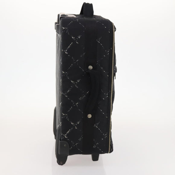 CHANEL Travel line Carry Case Trunk Nylon Black CC Auth bs33830