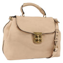 Chloe Elsie Hand Bag Leather 2way Beige Gold Auth bs33833-1