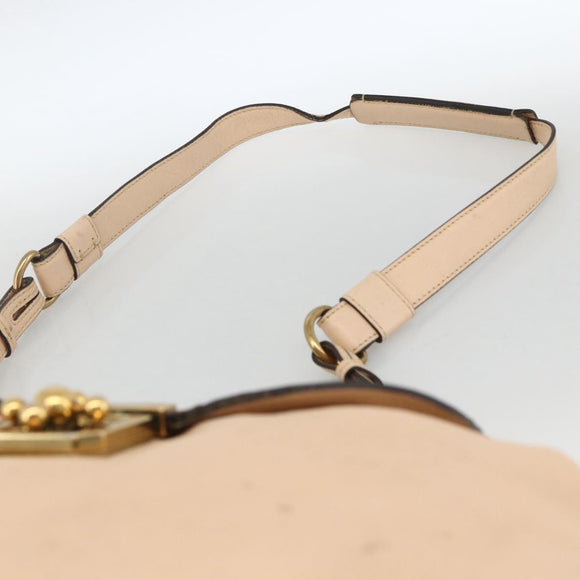Chloe Elsie Hand Bag Leather 2way Beige Gold Auth bs33833