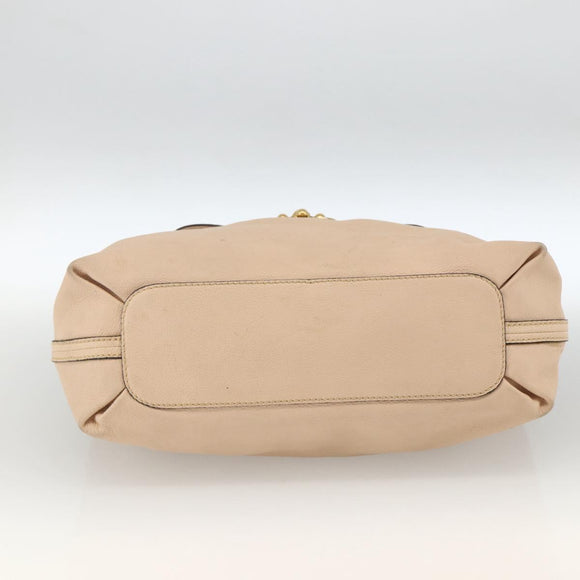 Chloe Elsie Hand Bag Leather 2way Beige Gold Auth bs33833