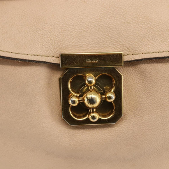 Chloe Elsie Hand Bag Leather 2way Beige Gold Auth bs33833