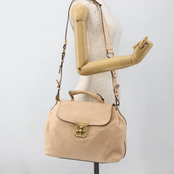 Chloe Elsie Hand Bag Leather 2way Beige Gold Auth bs33833