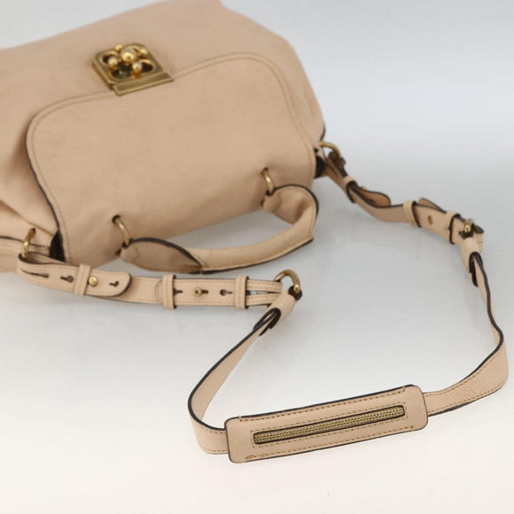Chloe Elsie Hand Bag Leather 2way Beige Gold Auth bs33833
