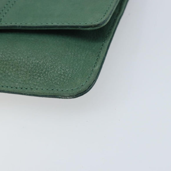 FENDI Chain Shoulder Bag Leather Green Gold Auth bs33834