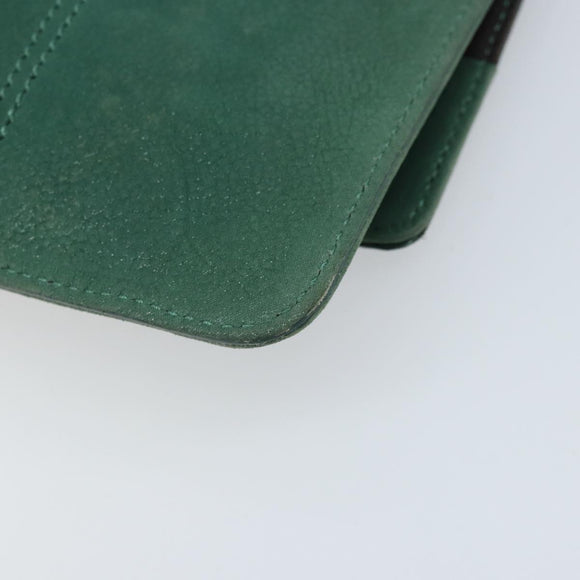 FENDI Chain Shoulder Bag Leather Green Gold Auth bs33834