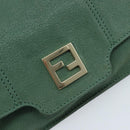 FENDI Chain Shoulder Bag Leather Green Gold Auth bs33834-17