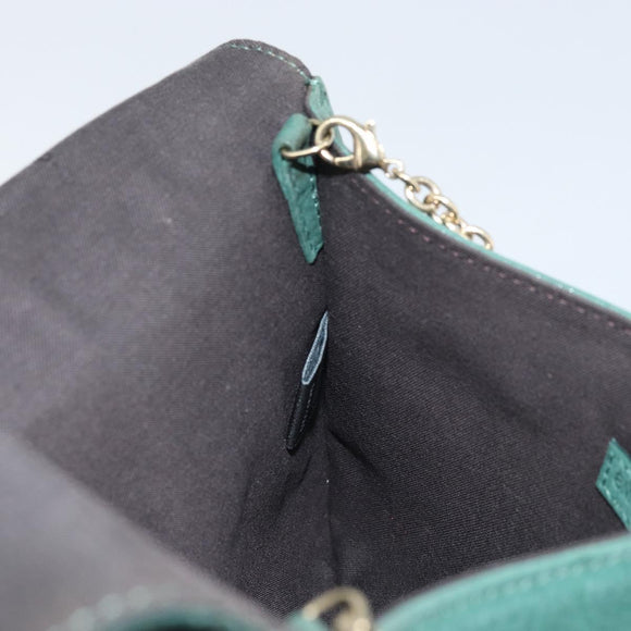 FENDI Chain Shoulder Bag Leather Green Gold Auth bs33834