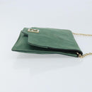 FENDI Chain Shoulder Bag Leather Green Gold Auth bs33834-3