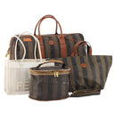 FENDI Pecan Canvas Bag Coated Canvas 4 Set Black Brown white Auth bs33838-1