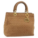 Christian Dior Lady Dior Canage Handtasche Nylon Braun Gold Auth bs33840-1