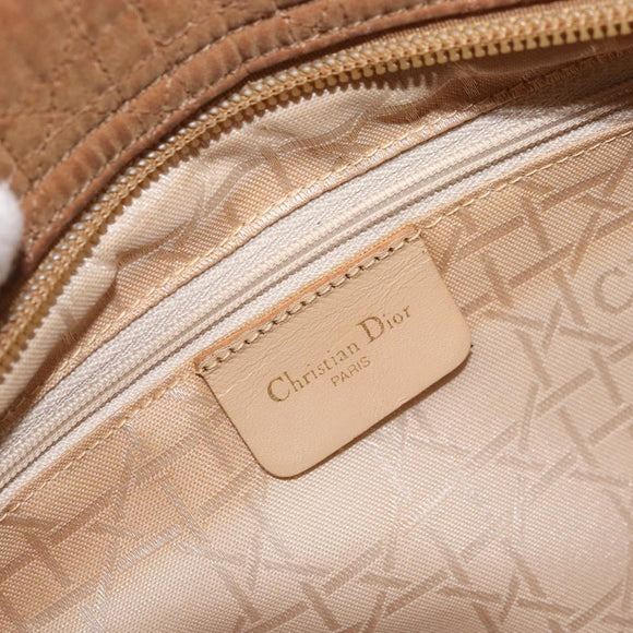 Christian Dior Lady Dior Canage Handtasche Nylon Braun Gold Auth bs33840