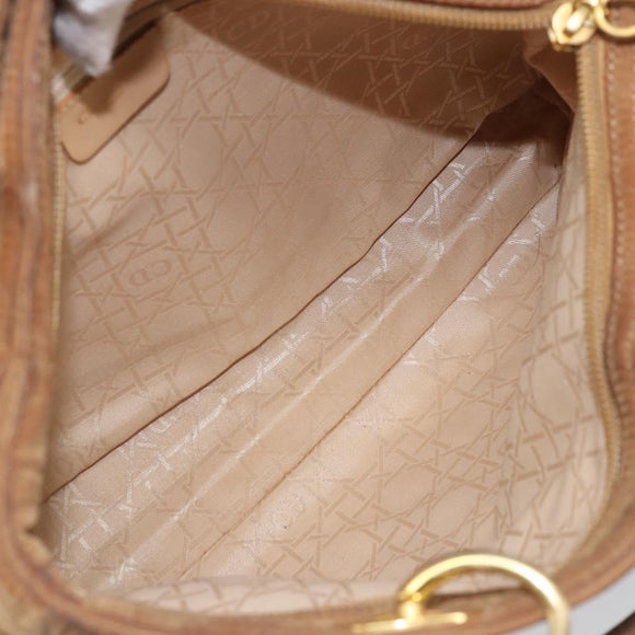 Christian Dior Lady Dior Canage Handtasche Nylon Braun Gold Auth bs33840