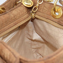 Christian Dior Lady Dior Canage Handtasche Nylon Braun Gold Auth bs33840-18
