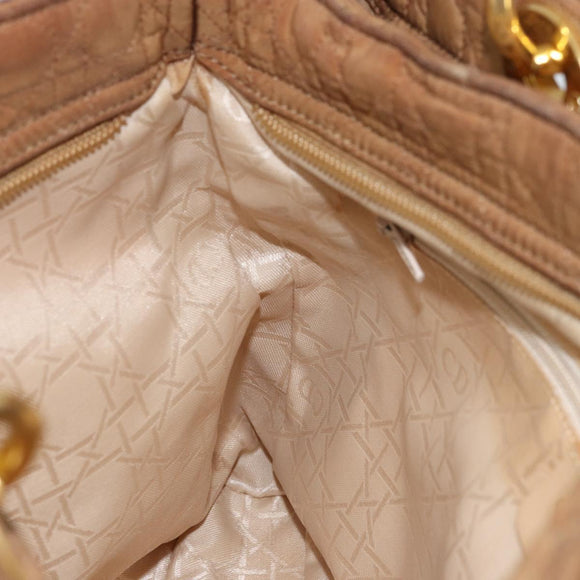 Christian Dior Lady Dior Canage Handtasche Nylon Braun Gold Auth bs33840