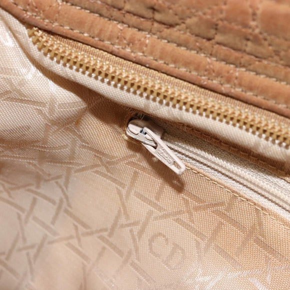 Christian Dior Lady Dior Canage Handtasche Nylon Braun Gold Auth bs33840