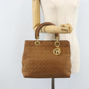 Christian Dior Lady Dior Canage Handtasche Nylon Braun Gold Auth bs33840-23