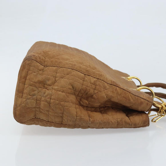 Christian Dior Lady Dior Canage Handtasche Nylon Braun Gold Auth bs33840